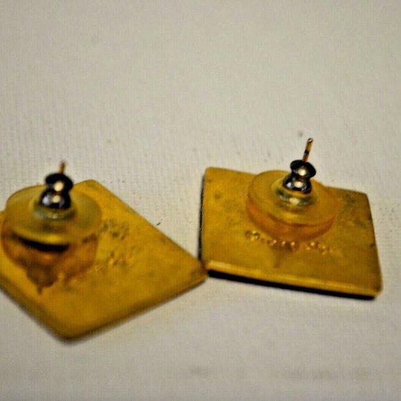 ISLE OF SKYE ENAMEL EARRINGS, CRESCENT MOON & STARS PURPLE VINTAGE! - Picture 4 of 4